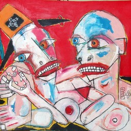 Two Figures with Rabbit